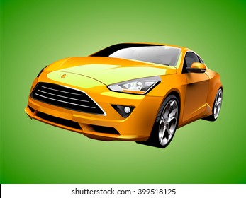 Modern yellow car. Vector illustration