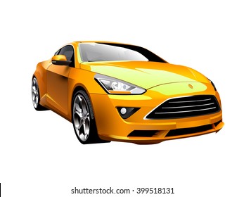 Modern yellow car. Vector illustration