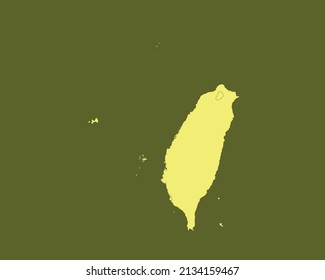 Modern Yellow Color High Detailed Border Map Of Taiwan Isolated on Green Background Vector