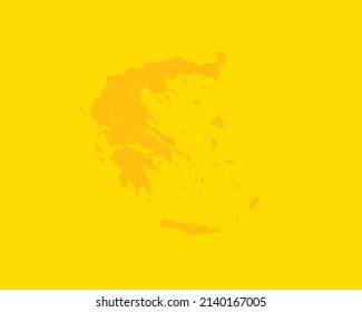 Modern Yellow Color High Detailed Border Map Of Greece Isolated on Yellow Background Vector