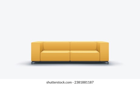 a modern yellow color sofa front view