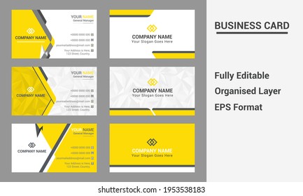Modern Yellow Color Vector Business Card Template Ready To Print Business Card For Corporate and Others.