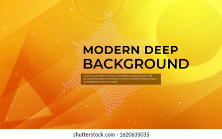 Modern yellow deep background. Fluid shapes composition. Abstract fluid color pattern of neon color liquid gradient background. Template for advertising, social network page cover, landing page.