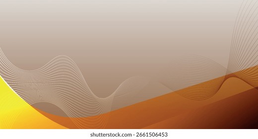  Modern Yellow to Deep Brown Abstract Wave Background with Flowing Gradient Lines, Ideal for Premium Business Cards, Presentations, Brochures, Product Promotions, and Elegant Digital Designs