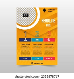 Modern Yellow Dotted Flyer Template With Hexagon Shape, can be used for business designs, presentation designs or any suitable designs.