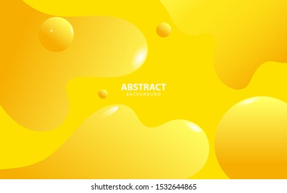 Modern yellow fluid and spheres texture shapes abstract background. Trendy geometric style concept vector design template for use cover poster design, banner advertising, magazine, corporate, website