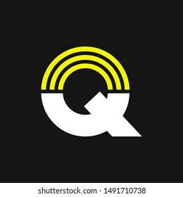 Modern Yellow Geometric Vector Logo Letter Q. Q Letter Design Vector