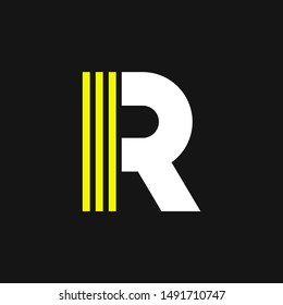 Modern Yellow Geometric Vector Logo Letter R. R Letter Design Vector