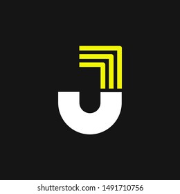 Modern Yellow Geometric Vector Logo Letter J. J Letter Design Vector