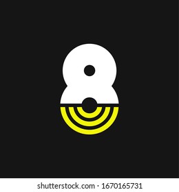 Modern Yellow Geometric Vector Logo Number 8. 8 Number Design Vector