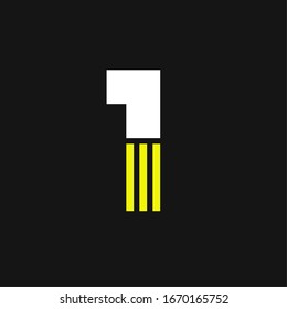 Modern Yellow Geometric Vector Logo Number 1. 1 Number Design Vector