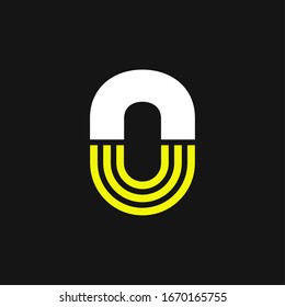 Modern Yellow Geometric Vector Logo Number 0. 0 Number Design Vector