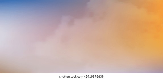 Fondo de degradado amarillo moderno con nubes. Cartel de cabecera. Fondo de presentación abstracto brillante. Ilustración del vector