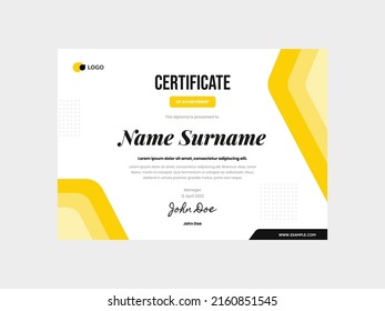 Modern Yellow Gradient Certificate Template