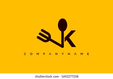 Modern Yellow K Letter kitchen logo. creative emblem for food design. initial brand template.