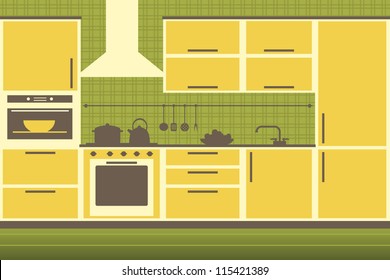 Modern yellow kitchen interior