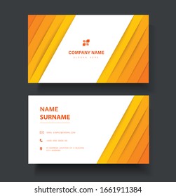 modern yellow lines double sided business card template vector eps10