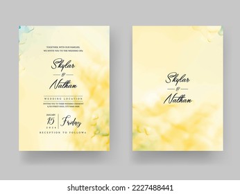 Modern Yellow Marble Wedding Invitation Template