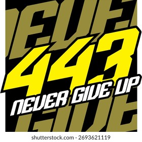 Modern yellow number 443 vector, abstract background, sticker or free print design.