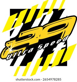 Vector amarillo moderno número 89, fondo negro y variaciones de línea coloridas, diseño de carreras.