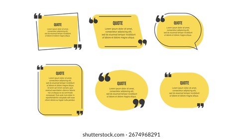 Modern yellow quote bubbles with bold accents for creative text display