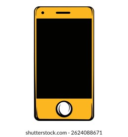 Modern yellow smartphone with blank screen showcasing mobile technology and communication in a minimalist design