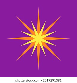 Modern yellow sparkle isolated on purple background