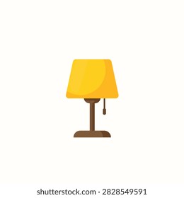 Modern yellow table lamp vector illustration featuring a simple brown base and clean geometric shapes for interior design graphic assets