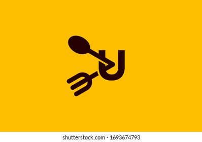 
Modern Yellow U Letter kitchen logo. creative emblem for food design. initial brand template.