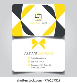Modern Yellow White BlackTheme of creative business card and name card with horizontal curve corner template for vector design layout standard of size.