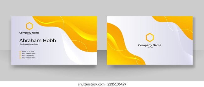Modern yellow and white business card design template