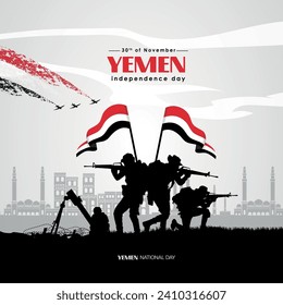 Modern Yemen independence day illustration svg