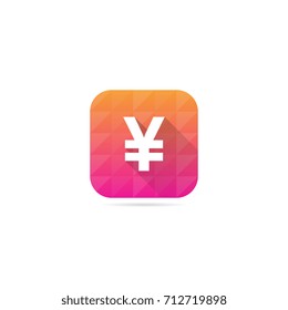 Modern Yen Symbol Icon With Long Shadow