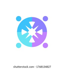 A modern yet abstract logo design displaying a four peoples who embrace each other