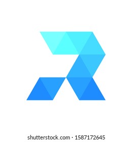 A modern yet geometric letter R logo design. Super modern with bright blue shade colors.