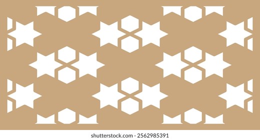 A modern yet traditional Islamic pattern featuring repeating hexagonal stars, ideal for Ramadan decorations, Arabic ornaments, and arabesque design backgrounds.