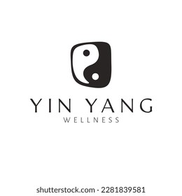 Modern Yin Yang vector logo symbolizing balance and wellbeing. A creative wellness logotype perfect for holistic brands, meditation, and mindful living.