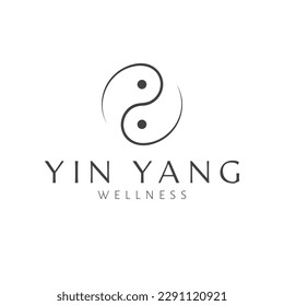 Modern Yin Yang vector logo symbolizing balance and wellbeing. A creative wellness logotype perfect for holistic brands, meditation, and mindful living.