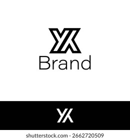 Modern YK or KY Monogram Logo with two backgrounds' colors. 