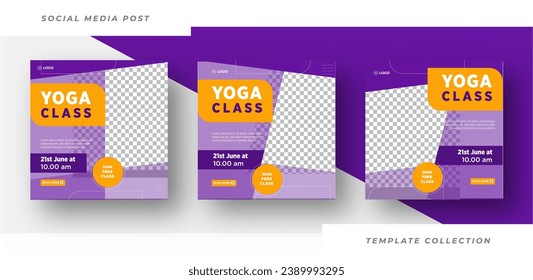 Modern Yoga class banner template for international yoga day or yoga class promotion.Yoga class social media post template