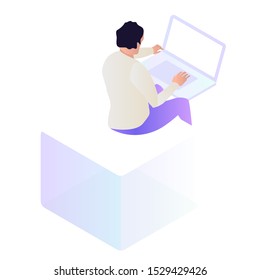 Modern young man working isometric illustration