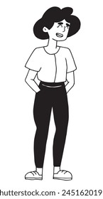 modern young woman, employee. vector drawing in simple linear style, flat
