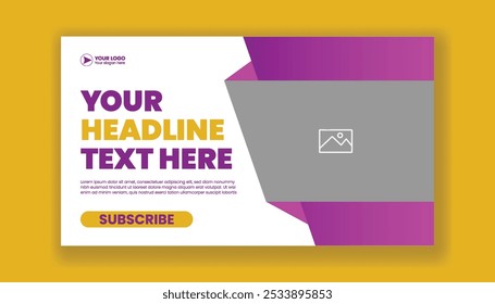 Modern YouTube thumbnail template design, Promotional Horizontal vector editable banner for corporate business marketing website banner design suitable for social media cover header ad banner design