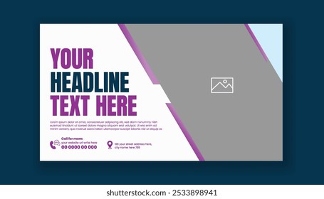 Capa moderna de vídeo do YouTube e de mídia social, design de cabeçalho, banner de web de marketing empresarial digital para 
anúncio de banner promocional, adequado para design de fundo de outdoor corporativo