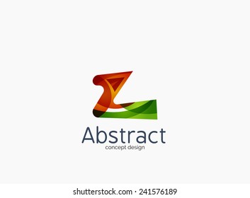 Modern Z letter company logo, clean glossy design. Abstract shape made of color overlapping wave pieces