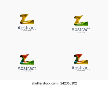 Modern Z letter company logo, clean glossy design. Abstract shape made of color overlapping wave pieces