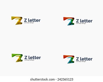 Modern Z letter company logo, clean glossy design. Abstract shape made of color overlapping wave pieces