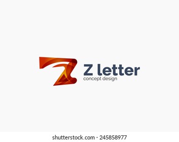 Modern Z letter company logo, clean glossy design. Abstract shape made of color overlapping wave pieces
