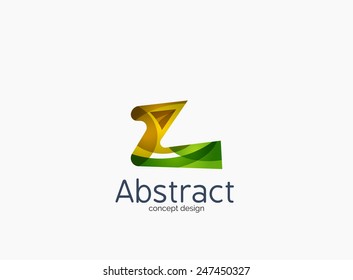 Modern Z letter company logo, clean glossy design. Abstract shape made of color overlapping wave pieces
