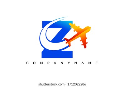 Modern Z Letter flying, logistic and  travel company logo. creative emblem  aircraft design. initial brand template.